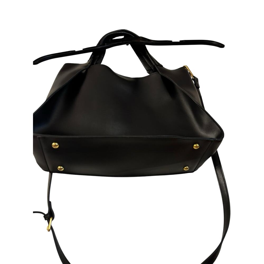 Melie Bianco Megan Recycled Vegan Tote Bag Black Shoulder Strap - Picture 3 of 7